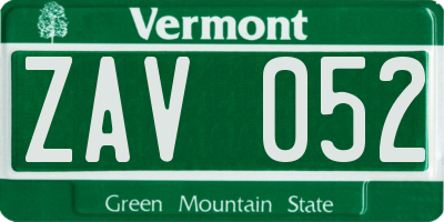 VT license plate ZAV052