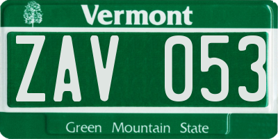 VT license plate ZAV053