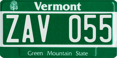 VT license plate ZAV055