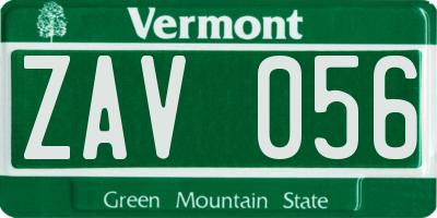 VT license plate ZAV056