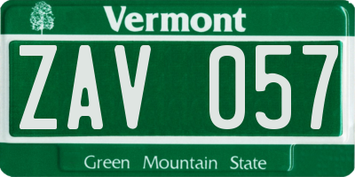 VT license plate ZAV057