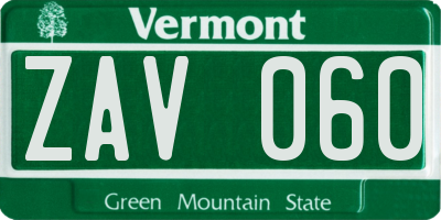VT license plate ZAV060