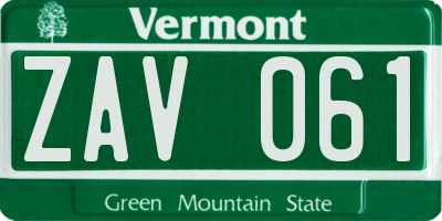 VT license plate ZAV061