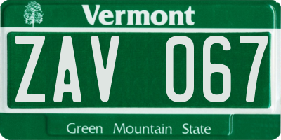 VT license plate ZAV067