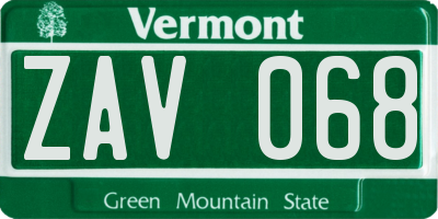 VT license plate ZAV068