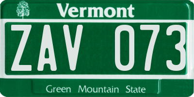 VT license plate ZAV073