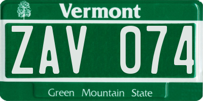VT license plate ZAV074