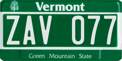 VT license plate ZAV077