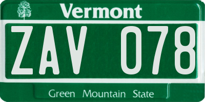 VT license plate ZAV078
