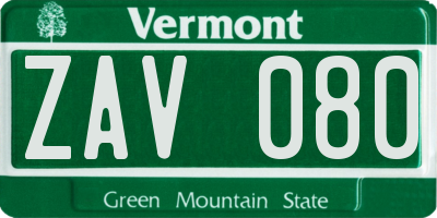 VT license plate ZAV080