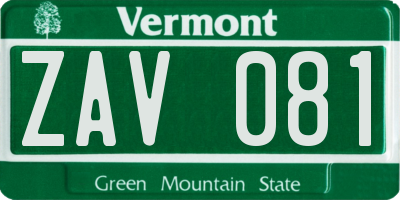 VT license plate ZAV081