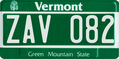VT license plate ZAV082