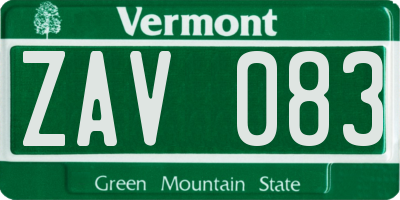 VT license plate ZAV083