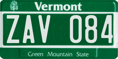 VT license plate ZAV084