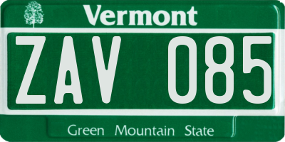 VT license plate ZAV085