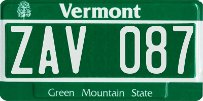 VT license plate ZAV087