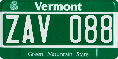 VT license plate ZAV088
