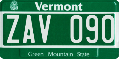 VT license plate ZAV090
