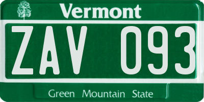 VT license plate ZAV093