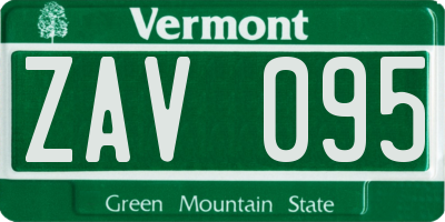 VT license plate ZAV095