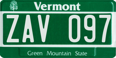 VT license plate ZAV097