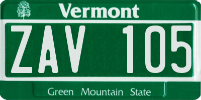 VT license plate ZAV105