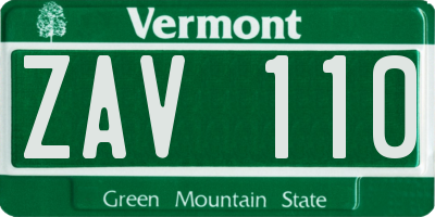 VT license plate ZAV110