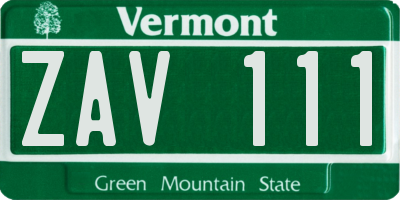 VT license plate ZAV111