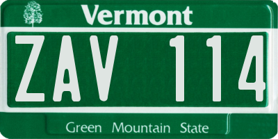 VT license plate ZAV114