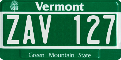 VT license plate ZAV127