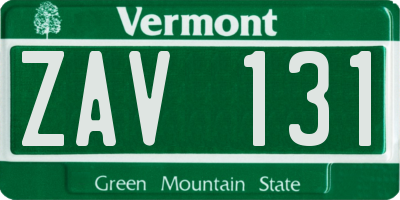 VT license plate ZAV131