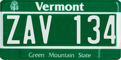 VT license plate ZAV134