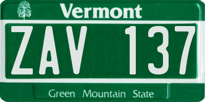 VT license plate ZAV137