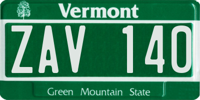 VT license plate ZAV140