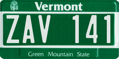 VT license plate ZAV141