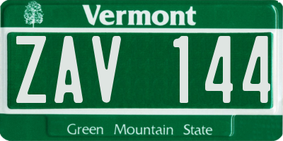 VT license plate ZAV144