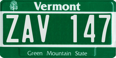 VT license plate ZAV147