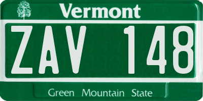 VT license plate ZAV148