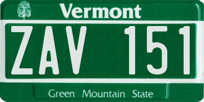 VT license plate ZAV151