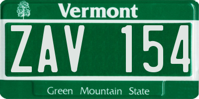VT license plate ZAV154
