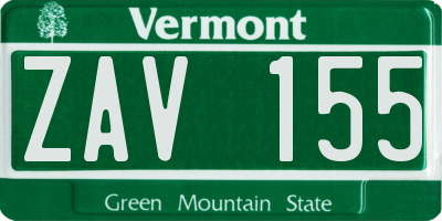 VT license plate ZAV155