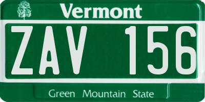 VT license plate ZAV156