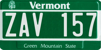 VT license plate ZAV157