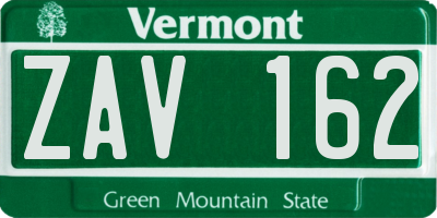 VT license plate ZAV162