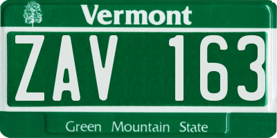 VT license plate ZAV163