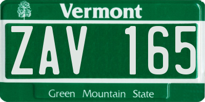 VT license plate ZAV165
