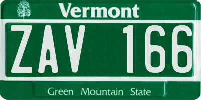 VT license plate ZAV166