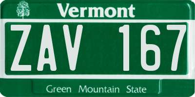 VT license plate ZAV167