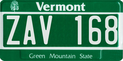 VT license plate ZAV168