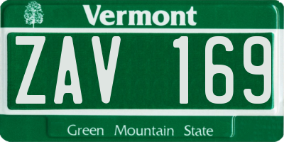VT license plate ZAV169